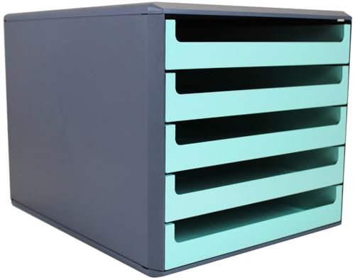 Schubladenbox, Gehäuse Anthrazit, Recycling Blauer Engel, Minze