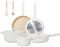 JEETEE Ceramic Cookware Set, 15 PCS Pots and Pans Set Non Stick with Removable Handles, Non Toxic Induction Kitchen Cookware Sets, Dishwasher/Oven Safe PFAS/PTFE/PFOA Free Cream