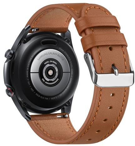 Mugust Correa de Cuero para Huawei Watch GT 2/3/3 Pro/4 46mm, GT 2 Pro/2e/Sport/Active/Elegant - Pulsera de Repuesto 22mm (Marrón)