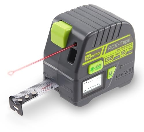 2-in-1 Lasermaßband, Inkerma 130Ft/40m Laser-Messgerät & 16Ft/5m Maßband, Digitales Laser-Maßband mit M/In/Ft/Ft+In Einheiten, LCD-Display, Selbstarretierendes Band, Gürtelclip,digitales Lasermessgerä