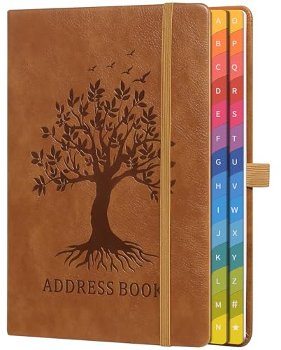 Adressbuch mit farbenfrohen alphabetischen Registerkarten (21,3 x 14,8 cm) - Hardcover-Telefon- und Kontakt-Organizer, mit Platz für wichtige Website-Passwörter und Softwarelizenzen