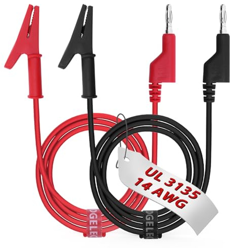 14 Gauge/40in. Banana Plug to Alligator Clips 2Pcs UL3135, Heavy Duty Silicone Test Leads Set Jumper Wires Kit for Testing - EDGELEC