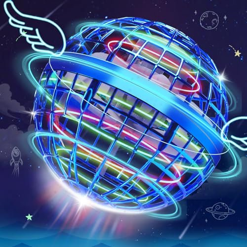 Korffe Fliegender Ball, Fliegender Spielzeug Handgesteuerter Mini Drohne mit 360 ° rotierenden LED-Leuchten für Kinder Erwachsene Flying Ball Geschenke Für Jungen Mädchen Indoor & Outdoor Spielzeug
