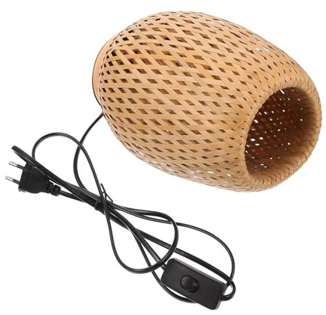 HOMSFOU 1stück Bamboo Tischlampe Vintage Design Japanischer Stil Für Schlafzimmer Und Wohnzimmer Woven Table Light Für Gemütliche Atmosphäre Acv