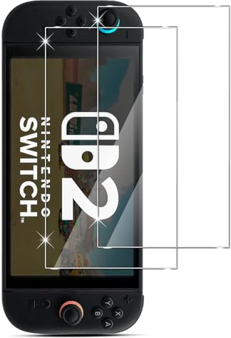 Holilo für Nintendo Switch 2 Model 2025 Schutzfolie für Panzerglas zubehör Displayschutz schutzglas, 2 Stück Anti-Kratzen Ultra-klar 9H Härte Display schützen Gehärtetes Glas Displayschutzfolie
