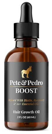 Pete & Pedro BOOST Hair & Beard Strengthening & Growth Natural Scalp Health Serum Oil For Men & Women - With Rosemary, Biotin & 20 plus Essential Oils | Shark Tank Featured, 2 oz.