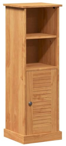 vidaXL Bathroom Cabinet with Storage VIGO Honey brown 37 x 34 x 110 cm, Bathroom Storage Solutions, Functional Wooden Cabinet, Tall Vertical Unit, Compact Pine Shelves for Home Organization