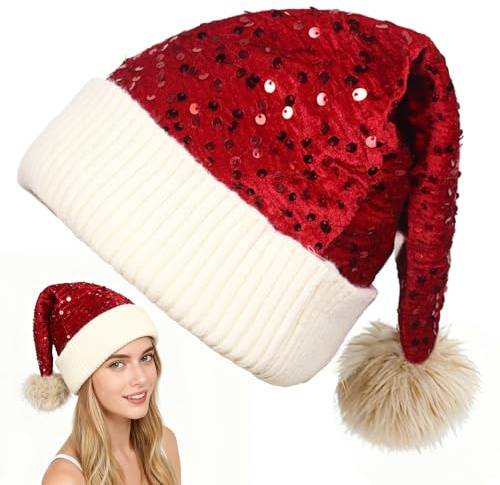 Zkaoai Weihnachtsmütze, Weihnachtsmützen Erwachsene Rote, Santa Mütze Weihnachtsdekorationen Weihnachten Weihnachtsfeier Festliche Party