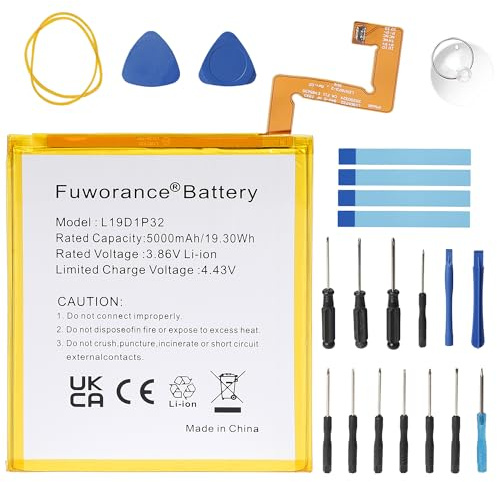 Fuworance 5000mAh 3.86V L19D1P32 Replacement Battery Compatible with Lenovo Tab M10 FHD Plus/Smart Tab M10 FHD Plus/Tab M10 HD TB-X606 TB-X306F TB-X306V Smartphone Mobile Phone Li-ion Battery+Tool Kit