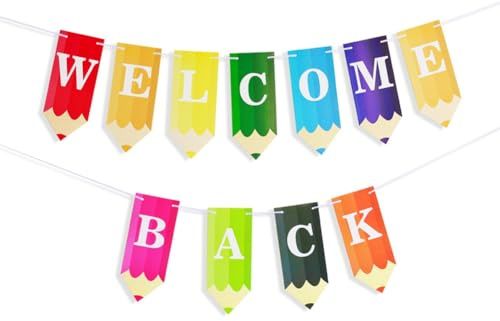 Flaroey Welcome Backe Pencil Letter Banner for the Opening Season Classroom Decoration Back to School Decoration
