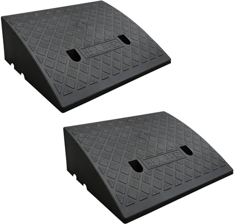 2PCS Kerb Ramp 17 cm Height Portable Wheelchair Ramp for Driveway, Sidewalk, Motorcycle, Steps, Mobility Scooters, Lawn Mower(Black)