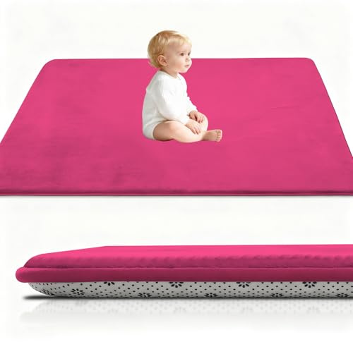 Stqyeiw Kinderteppich Teppich Verdickung Korallen Samt Teppich Korallensamtteppich Kinder Krabbeldecke Tatami Teppiche Kinder rutschfeste Vergrößern Spielmatte Yogateppich 50 x 150 cm Rosenrot