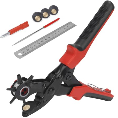 Lochzange,2-4.5mm lochgrößen Lederlocher Handbetätigter mit Stahllineal und Stempelplatte Lochzange für Leder gürtellochzange für Gürtel, Handtaschen, Pappe, Karten, Uhrenarmbänder, Lederschuhe