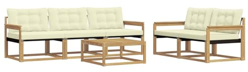 vidaXL Outdoor-Sofagarnitur 6 pcs Weiß und Creme 79 x 79 x 37 cm, Garten-Sofa, modernes Ecksofa, Robustes Loungemöbel, stilvolle Terrasse, Bequeme Sitzgruppe