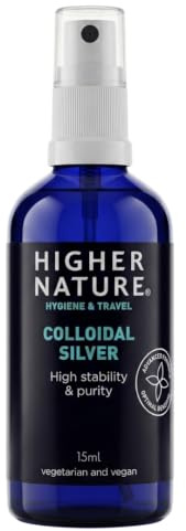 Higher Nature Colloidal Silver - 15ml | Purified Water with Premium Grade Silver, Antiseptic Spray, Disinfectant Spray, Colloidal