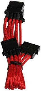 BitFenix 55cm Molex to 3x Molex Adapter - Sleeved Red/Black