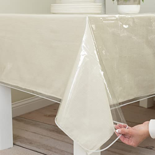 Benson Mills Heavy Duty Clear Plastic Tablecloth Protector, 100% Waterproof Table Cloth, Oil Spill Proof, Table Cover for Dining Tables, Parties and Holidays (70 x 90 Extra Wide Rectangular)