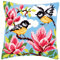 Vervaco Kreuzstich Stickpackungen Kissen Front zum Selbersticken mit Stickbild auf 100% Baumwoll Stoff und Stickgarn, Stickvorlagen 40 x 40 cm mit Anleitung, Vögel mit Blumen