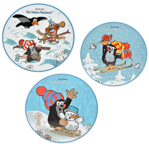 alles-meine.de GmbH 3 Stück: XL Fensterbilder Winter - der kleine Maulwurf - Pauli - und Schneeflocken - Sticker Fenstersticker Aufkleber selbstklebend wiederverwendbar