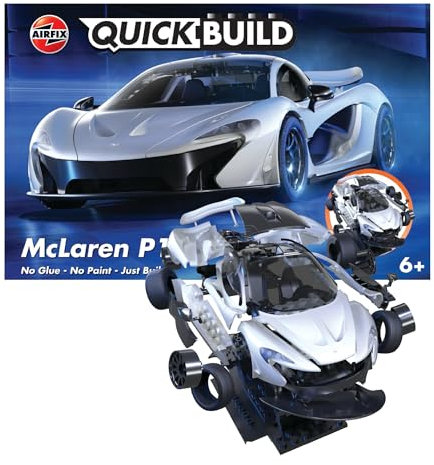 Airfix QUICKBUILD Model Car Kit - McLaren P1 Age 6+ White Car Building Kit for Kids 6+, Construction Toys for Boys & Girls, No Glue Model Making - Classic Car Gifts Plastic Model Kits