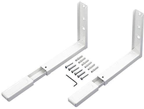 Amig - Soporte para microondas - Para montaje en pared - Capacidad de carga max. 40 kg - Brazos ajustables - Medidas 360-450 x 220 mm - Color Blanco - Fabricado en Acero