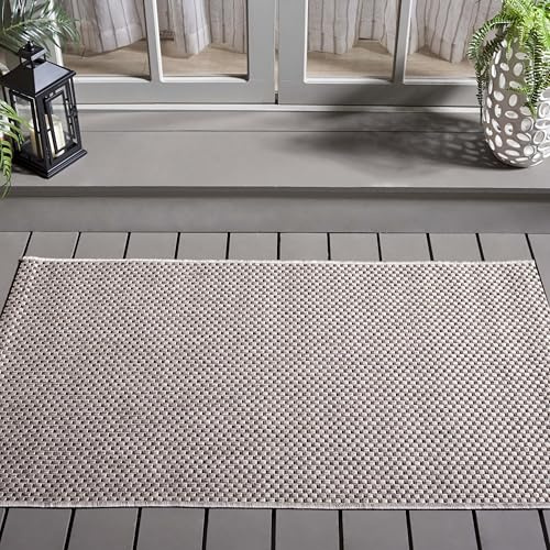 SAFAVIEH Washable Rug Outdoor Courtyard Collection - 2'7 x 5', Beige & Brown, Non-Shedding & Easy Cleaning, Ideal for Patio, Backyard, Mudroom (CY8521-36312)