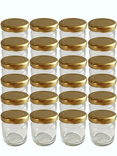 hocz 24er Set leere Rundgläser Sturzgläser Mini Gläser 53 ml Deckelfarbe Gold To 43