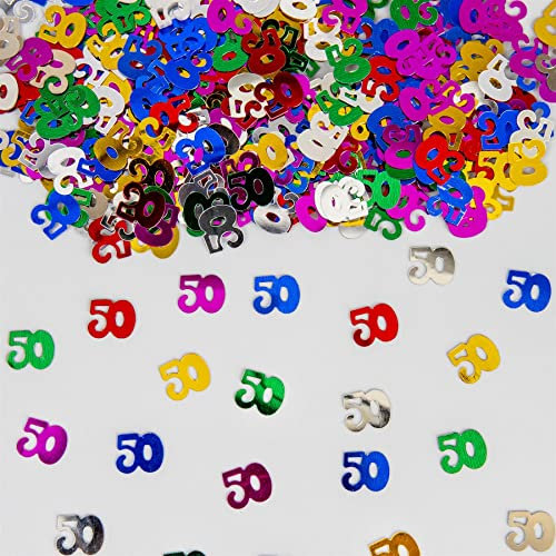 14g Multicolour 50th Birthday Confetti Foil Metallic Glitz Table Scatter Sprinkles Age Bday Party Decorations