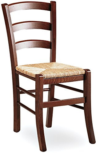 ZStyle Silla Venezia de madera de nogal, para restaurante, paja, agroturismo, cocina, casa, arte clásico (paja)
