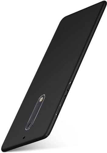 moex für Nokia 5 Hülle Ultra Dünn, Schutzhülle mit erhöhtem Kameraschutz, Slim Cover Hardcase Backcover, Dünnste Handyhülle Minimalistisch Alpha Case, Matt Schwarz