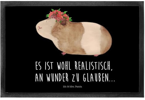 Mr. & Mrs. Panda 40 x 60 cm Fußmatte Meerschweinchen Weisheit - Geschenk, Tiere, Schmutzmatte, Schmutzfangmatte waschbar, Gute Laune, Spruch,