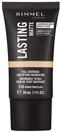 Rimmel Dauerhafte, matte, vollständig deckende, leichte Grundierung, 30 ml, 010 Warm Porcelain 34856804010