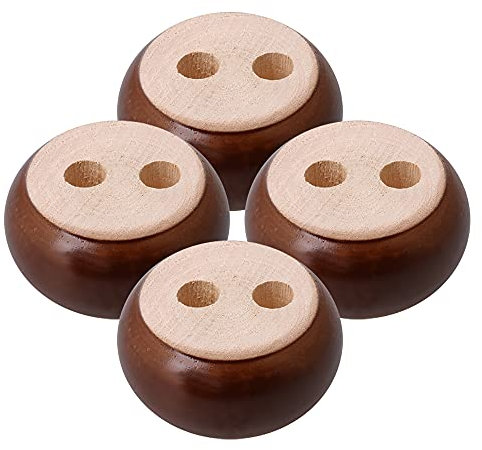 Homeswitch 4 Pieces High 3 cm Walnut Color Wooden Furniture Feet Round Cake Shape for Sofa TV Cabinet Bed Feet