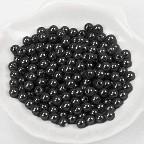(6mm / Schwarz) Perlen/Bastelperlen - 30 Farben mit Loch zum basteln Traumfänger Wachsperlen Kreuz Zubehör Deko Mix Set groß und klein fädeln Armband Schlüsselanhänger Acryl bunt Schmuck