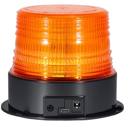AnTom Magnetic Wireless Beacon Light, Rechargeable Emergency Flashing Warning Battery Operated Strobe Lights for Truck Vehicle, with 12-24v Cigarette Lighter Plug, Amber
