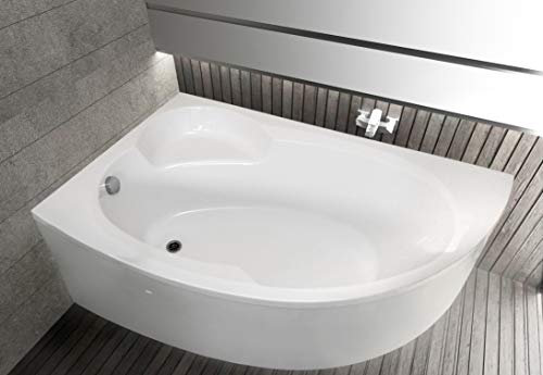 ECOLAM Baignoire de coin Carmen 170x100 cm version gauche + tablier en acrylique blanc | siphon + silicone