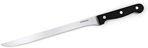 Nirosta Mega Cuchillo Jamonero 36/24 cm, Hoja de Acero Afilado y Mango Ergonómico de Plástico con 3 Remaches, para Cortar Lonchas Finas de Jamón, Color Negro, 1 ud.