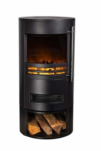 Eurom Elektrischer Kaminofen Orsa, 2.000 W 363487 (Kaminofen) Leistung max.: 2000 W/Leistungsstufen: 2/Gehäusematerial: Aluminium, Glas/Abmessung: 420 x 420 x 850 mm/Kabellänge: 1,5 m