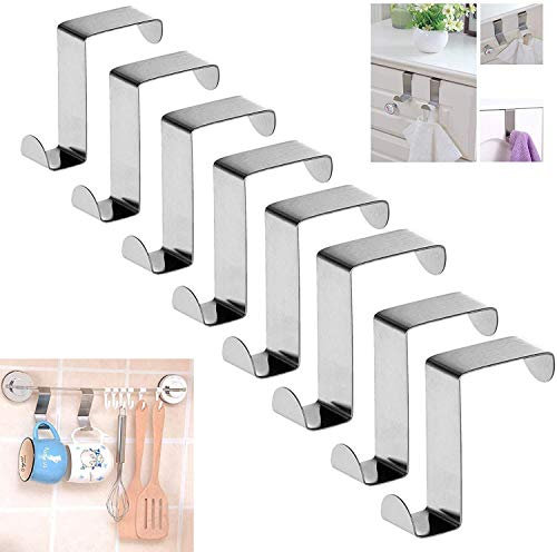 YFOX Lot de 8 crochets de suspension réversibles en forme de Z, crochets de suspension solides à double tête pour portes, portes d'armoire, tiroirs, étagères de rangement, jusqu'à 5 kg, en acier