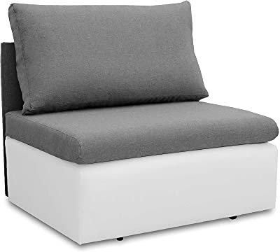 Bonni24, Toledo Lehnsessel, Sessel mit Schlaffunktion, Schlafsofa, Klappsofa, Schlafcouch, Bettsofa, vom Hersteller, Couch, Couchgarnitur, Sofagarnitur, Ideal für kleine Wohnungen (Grau/Weiß)