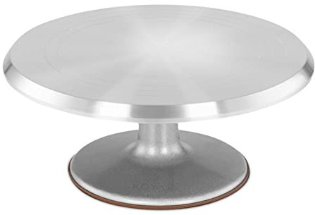 Royal Catering RCCS-310 Présentoir ? Gâteau sur Pied en Métal Assiette (? 310 x 130 mm, Aluminium, Silicone)