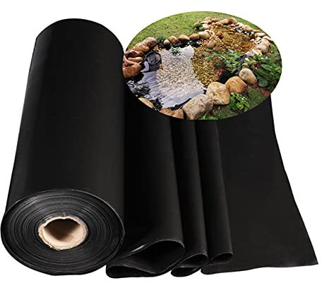 Teichmembran 0.2mm Stärke Teichfolien HDPE Fisch und Pflanzenfreundlich Teichhäute UV- und witterungsbeständig Schwimmteich Folie Teichplane schwarz Liner Garten- und Teichzubehör (4×5m)