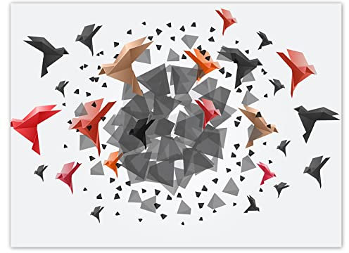 H5398M_PL1AS Fotoposter Wanddeko 135 x 100 cm Origami Birds Departing Nr. H5398M_PL1AS