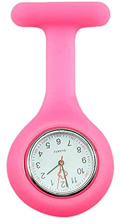 TOPSTUFF - Montre pour Blouse Infirmière Montre Silicone avec Broche pour Infirmières et à Tout Autre Professionnel de la Santé (Rose)