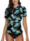 Mädchen Kurz äRmel Rash Guard Wasser Mit Blumen Bedruck Rash Guard Sonnenschutz UPF 50+ A2 M