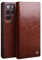 qichenlu Robustes Rindsleder Retro Braun Echt Leder Klapp Hülle für Galaxy S22 Ultra,Zert. Echtes Leder Handytasche mit Kartenfach Ständer,Book Flip Cover Wallet Case für Samsung Galaxy S22 Ultra