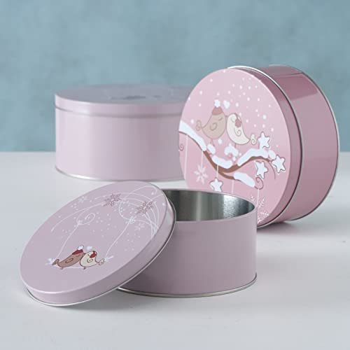 BOLTZE Keksdosen Metall Plätzchendose rund Dosen für Plätzchen Gebäck Biscuits Dose Gebäckdosen Keksdose rosa 3er Set