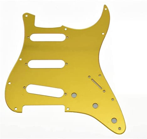 KAISH 11 Loch ST/Strat Style Pickguard SSS Pick Guard für USA/Mexico Stratocaster/Strat Gold Mirror 1-lagig