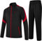 MoFiz Trainingsanzug Herren Jogginganzug Stehkragen Sportanzug mit Reissverschluss für Outdoor-Aktivitäten Schwarz XXL