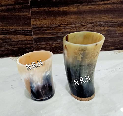 Juego de 2 vasos de cerveza vikingo con cuerno para beber cerveza y vino auténtico, inspirado en la medieval